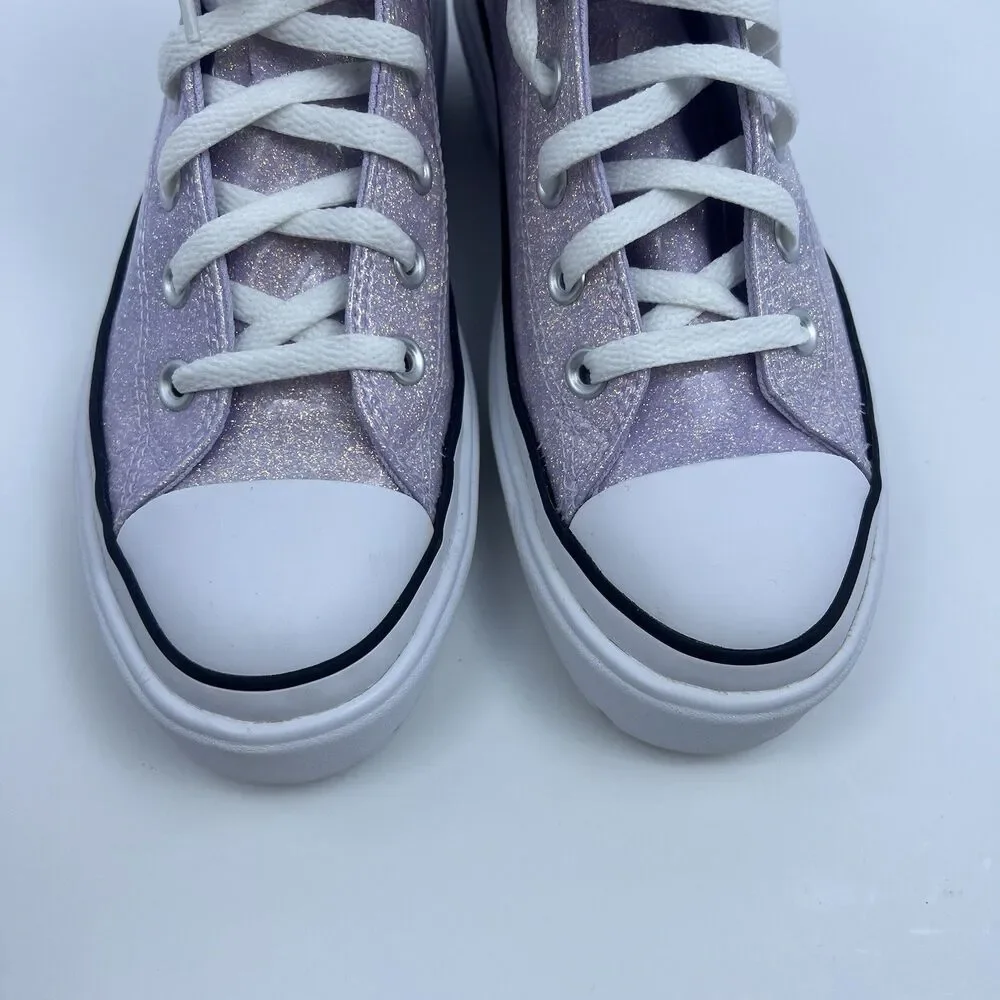 Converse Chuck Taylor Girls Lugged Glitter Platform Shoes Vapor Violet Size 5.5